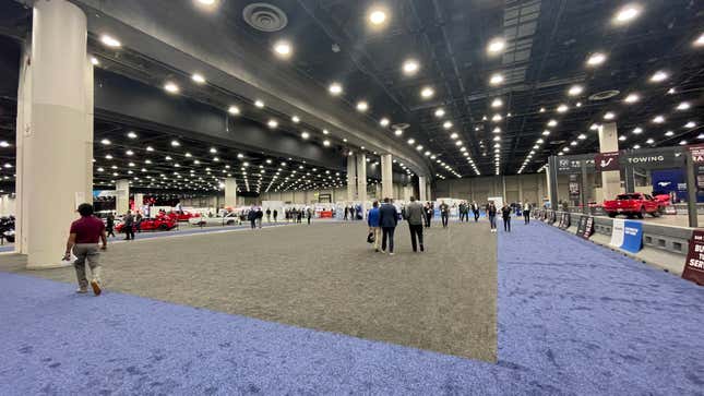 The empty halls of the 2022 Detroit Auto Show.