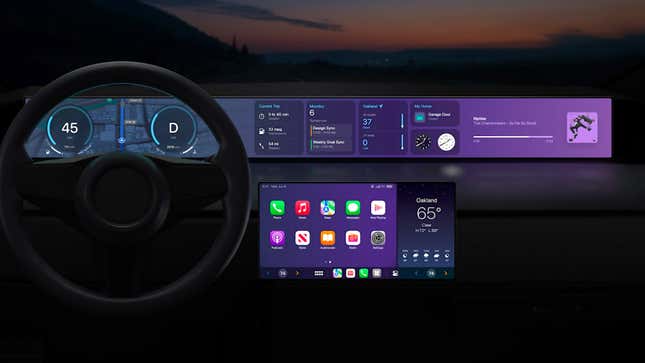 A rendering of what Apple CarPlay will look like with extended screens