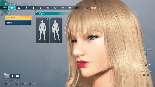 Se ve un parecido a Taylor Swift en el creador de personajes de Street Fighter 6.
