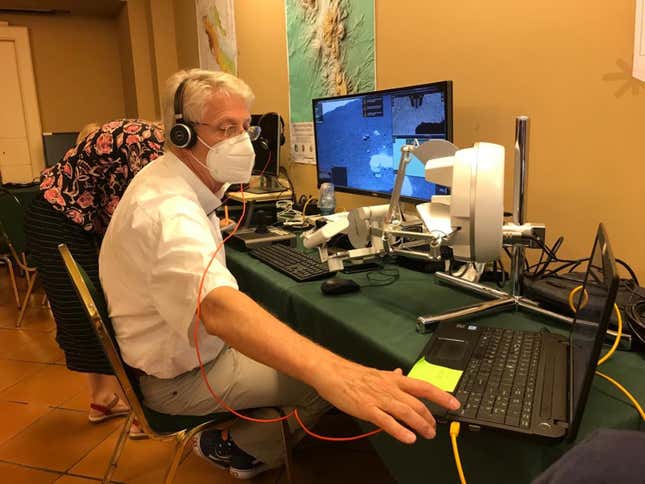 Astronaut Reiter commanded the rover to pick up rocks from this hotel room nearby.