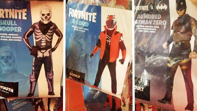 An image shows various Fornite costumes. 