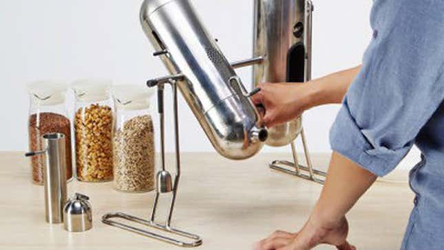 Image for article titled This steampunk contraption allows you to make your own nut oils