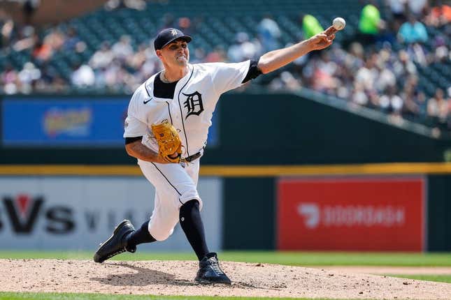 Detroit Tigers pitcher Matthew Boyd (48) throws against the Kansas City Royals during the fifth inning at Comerica Park in Detroit, Wednesday, June 21, 2023.