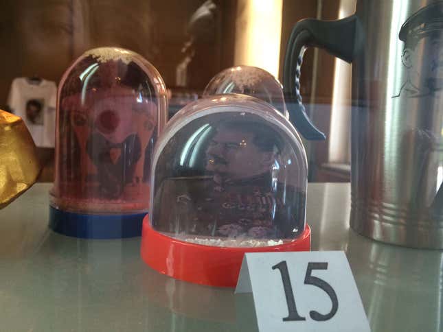 Stalin snowglobes for sale in the gift shop of the Stalin Museum in Gori, Georgia.
