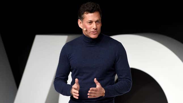 Take-Two CEO Strauss Zelnick talks at a rich person conference in 2017.