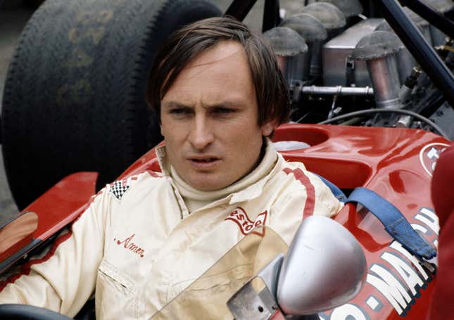 Chris Amon before the start of the 1970 British Grand Prix