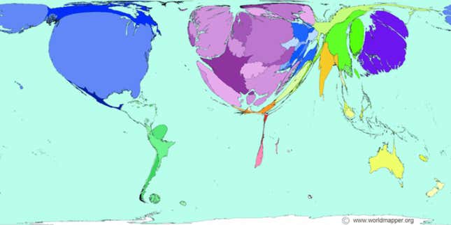 If you map the world by scientific research output, things look rather uneven.