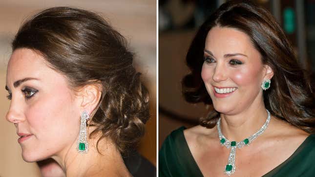 Kate at the Metropolitan Museum of Art in New York in December 2014, left, and Kate at EE British Academy Film Awards in London in February 2018. 