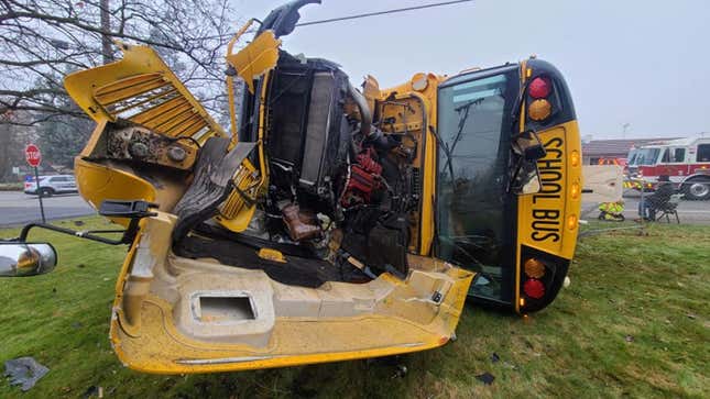 School Bus Rolls Over After Demolishing Stolen BMW In Crash