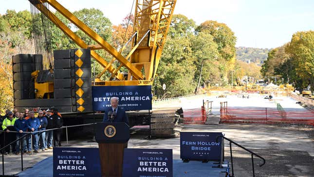 President Biden visiting the Fern Hollow Bridge site in October