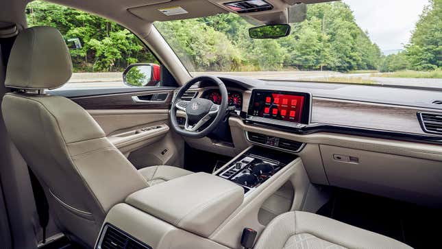 A photo of the dashboard in the VW Atlas SUV. 