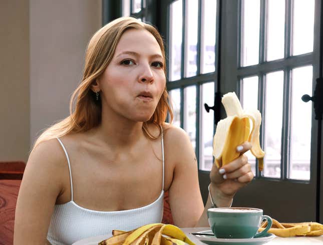 Image for article titled Sensual Eating No Longer Having Desired Effect After Seventh Banana