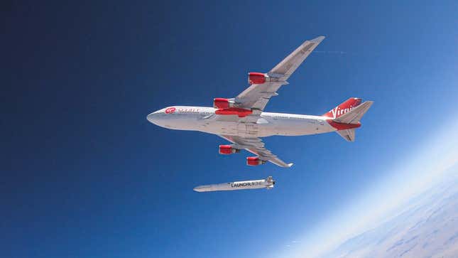 Virgin Orbit’s Cosmic Girl releasing the LauncherOne rocket. 