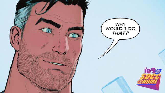Superman showing off his new stubble in Mikel Janin's art for DC Comics. A word bubble reads: "Why would I do that?"