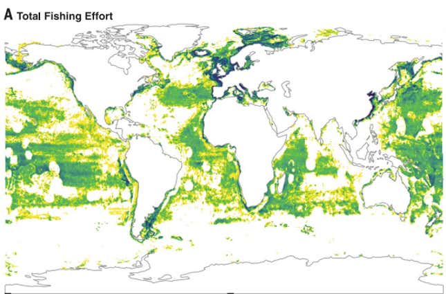 Global tracked fishing efforts (2012-2016)