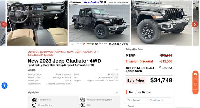Image for article titled Now&#39;s A Great Time To Get A Deal On A Jeep Gladiator Because They Aren’t Selling