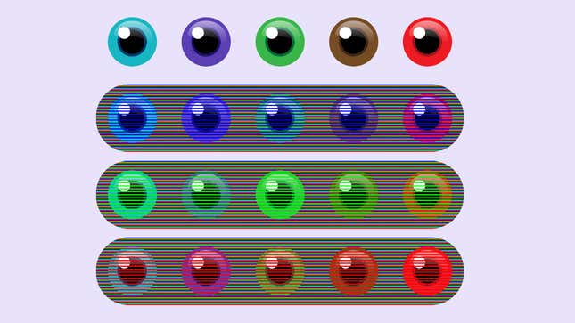 Imagen para el artículo titulado ¿Cuántos ojos de diferentes colores hay en esta ilusión? Son menos de los que crees