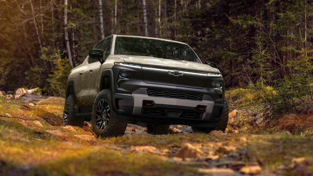 Image for article titled The Chevy Silverado EV Trail Boss Takes The Electric Truck Off-Road, Where The Ford F-150 Lightning Can't Follow