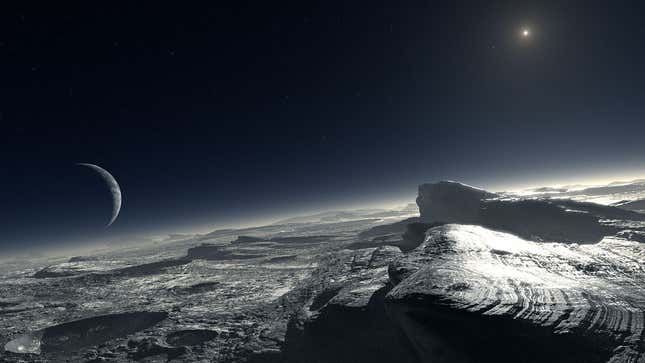 An artist's impression of Pluto on its surface.