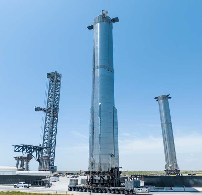 The prototype Starship booster.