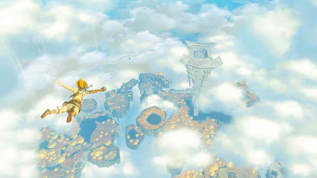 Link cae desde una gran altura en Tears of the Kingdom.