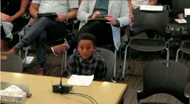 Image for article titled 10-Year-Old Black Boy Gives Devastating Testimony on Racism: &#39;We Should Not Get Treated Like This&#39;