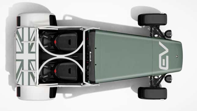 A top down image of the Caterham Seven EV concept. 