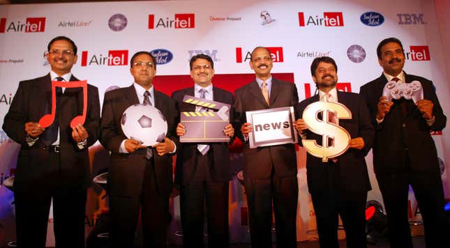 IBM and Bharti Airtel executives announcing their new “platform” in 2006.