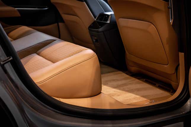The rear seat floor area of the 2023 Lucid Air Touring