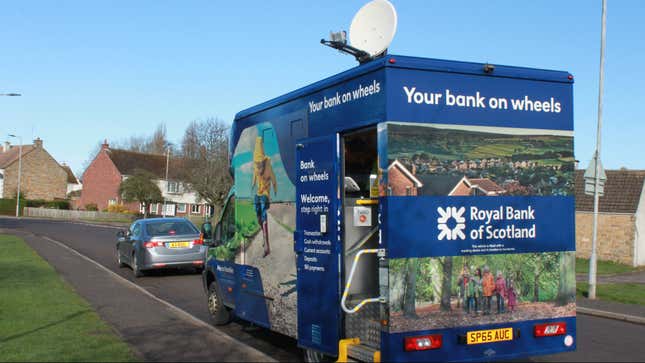When banks roll out, the vans roll in.