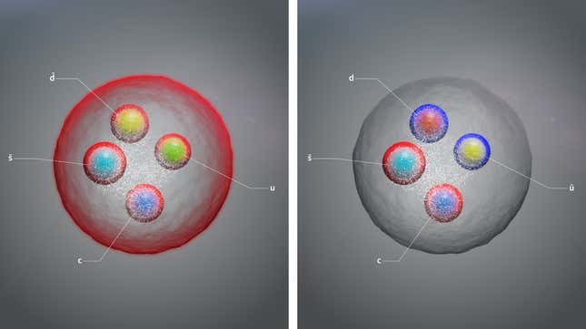 Abbildungen der beiden neu entdeckten Tetraquarks nebeneinander.