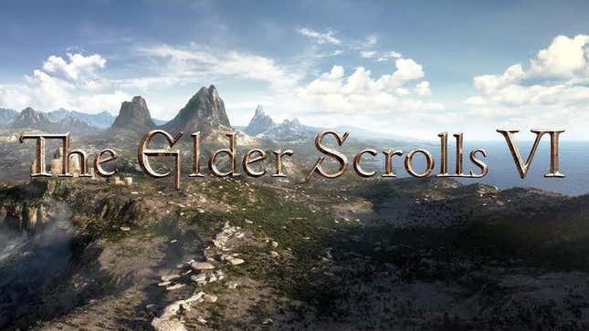 The Elder Scrolls VI logo appears over the mountains of Tamriel. 