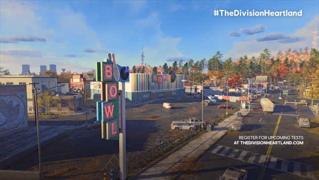 Footage of the The Division Heartland shows an abandoned bowling alley.
