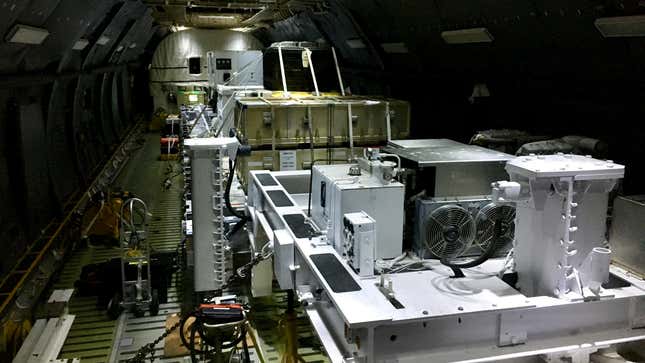 Inside the cargo compartment of the C-5.