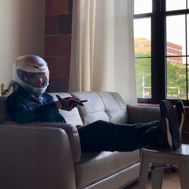 Pictured: My motorcycle helmet. Look, they say all the gear all the time.