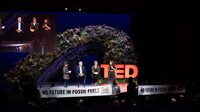 Lauren McDonald confronts Shell’s CEO at TED’s Countdown conference.