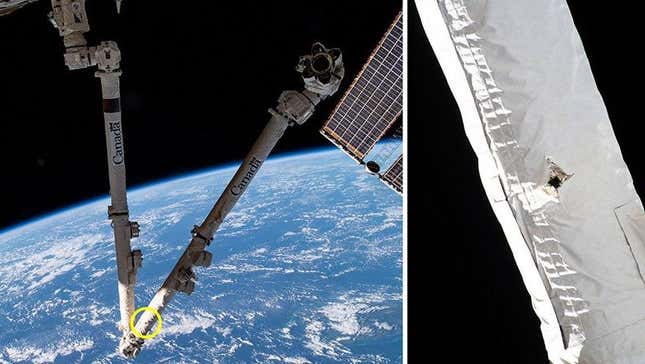 Images showing the new hole on Canadarm2.