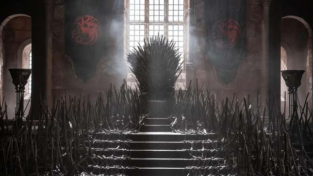 The Iron Throne sits vacant in the sunlight of the Red Keep.