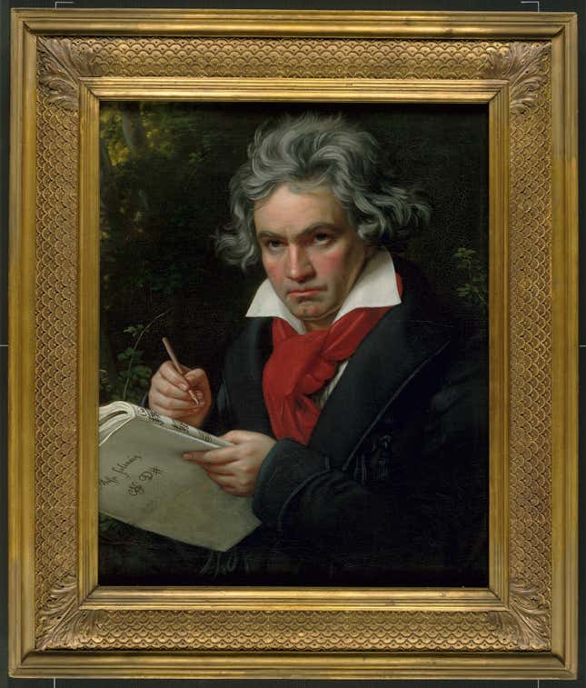 A portrait of Ludwig van Beethoven.