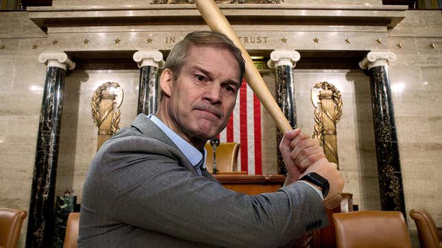 Image for article titled Bat-Wielding Jim Jordan Bursts Through Capitol Window Demanding To Be Allowed Onto January 6 Committee