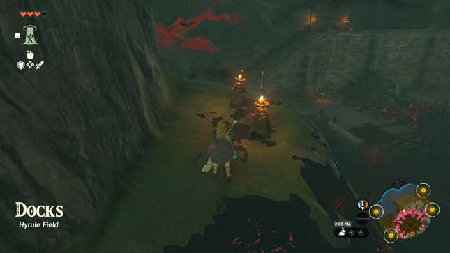 You can see Link entering the docks of Hyrule Castle.