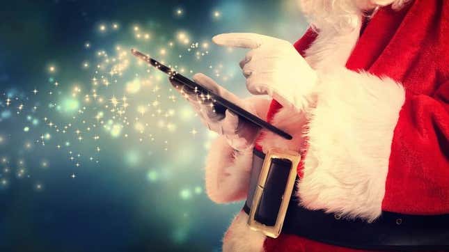 Santa using a tablet