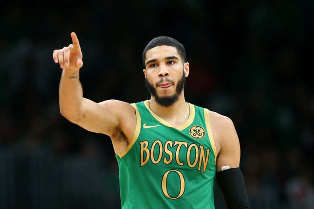 Image for article titled Jason Tatum&#39;s 50-Point Eruption Propels the Boston Celtics Into the Playoffs