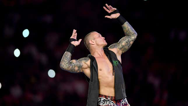 Randy Orton poses on the turnbuckle during WWE Super Showdown event in Jeddah. 