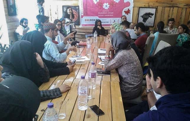 A debate titled “Feminist voices from Kashmir” organised by Amblin Services Pvt Ltd and hosted by the Winterfell café.