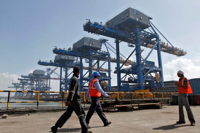 The Adani Group’s Mundra port in Gujarat is the largest commercial port in India.