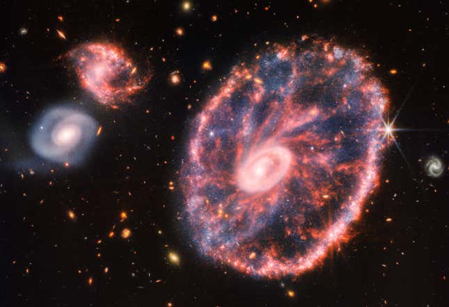 The Cartwheel Galaxy as seen by Webb.