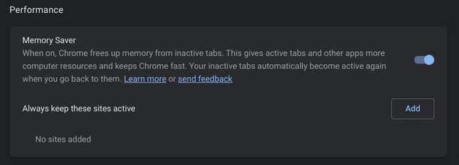 Imagen para el artículo titulado Una nueva función de Chrome consumirá menos RAM al gestionar mejor las pestañas