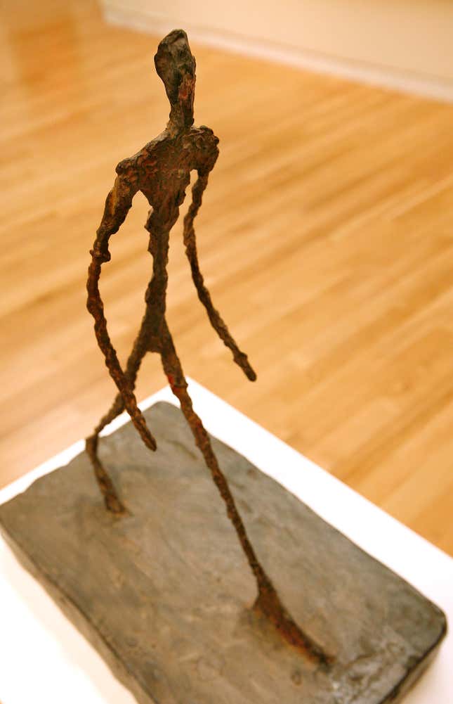 "Homme Traversant une place par un matin soleil," by Alberto Giacometti