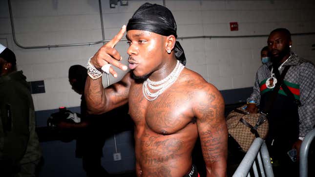 DaBaby is seen backstage during Hot 97 Summer Jam 2021 at Met Life Stadium on August 22, 2021 in East Rutherford, New Jersey.
